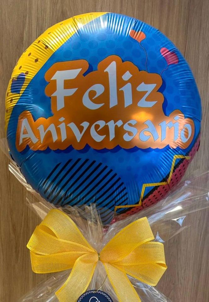 Balão Feliz Aniversário colorido