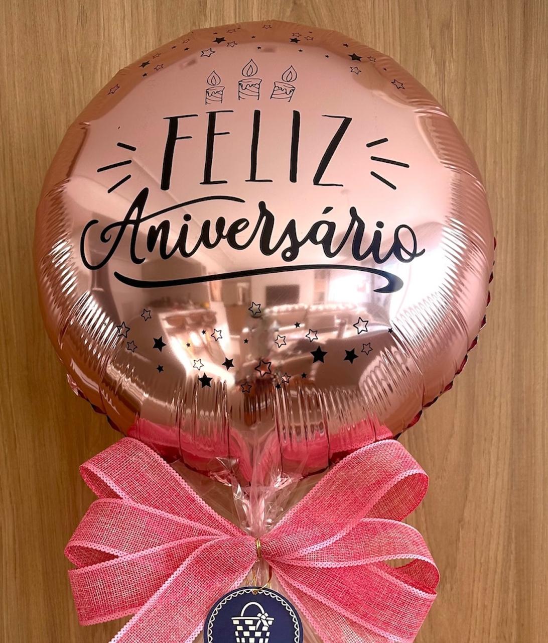Balão Feliz Aniversário Rosé